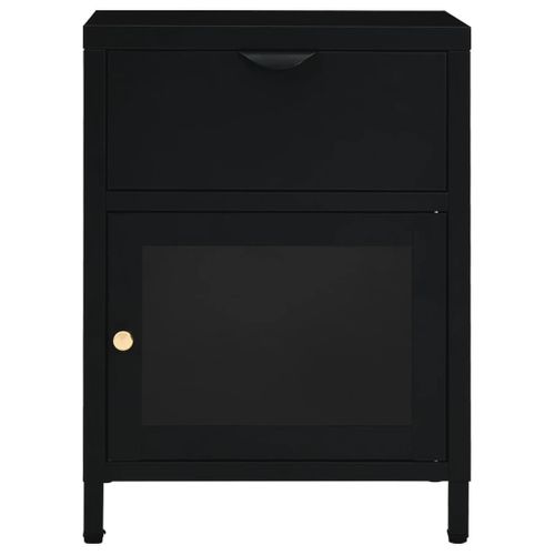 Tables De Chevet 2 Pièces Noir 40x30x54,5 Cm Acier Et Verre