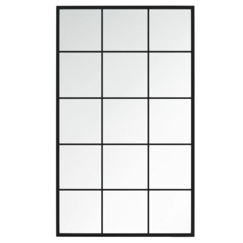 Miroir Mural 100x60 Cm Métal Noir Cadre Fixation