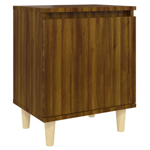 Table De Chevet Avec Pieds En Bois Chêne Marron 40x30x50 Cm