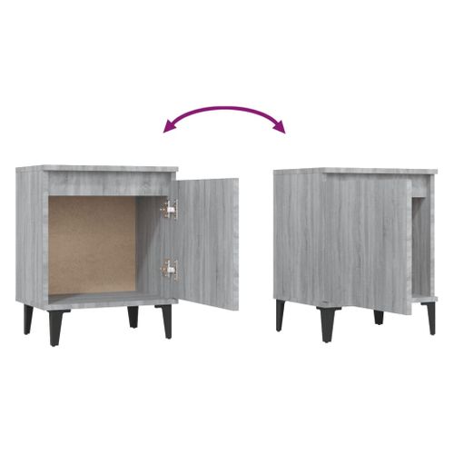 Table De Chevet Avec Pieds En Métal Sonoma Gris 40x30x50 Cm