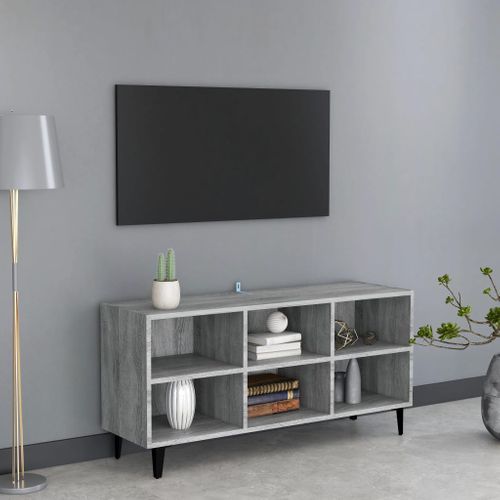 Meuble TV Avec Pieds En Métal Sonoma Gris 103,5x30x50 Cm