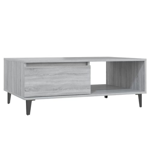 Table Basse Sonoma Gris 90x60x35 Cm Bois Contreplaqué