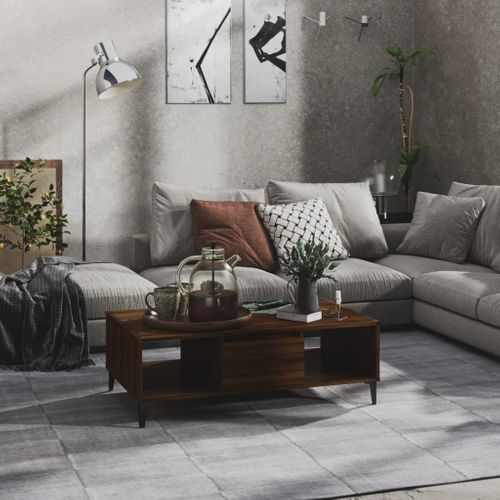 Table Basse Chêne Marron 103,5x60x35 Cm Bois Contreplaqué