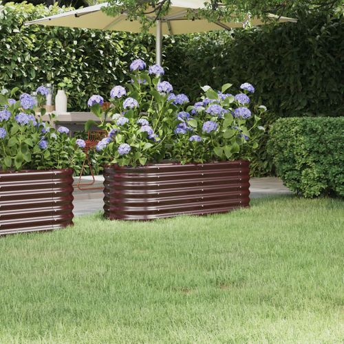 Jardinière De Jardin Acier Enduit De Poudre Marron