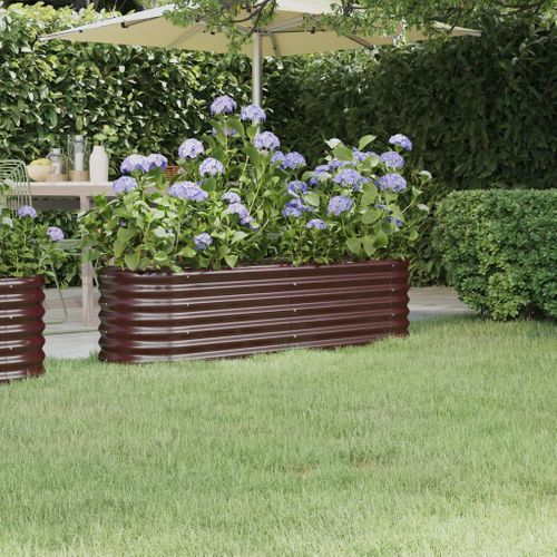 Jardinière De Jardin Acier Enduit De Poudre Marron