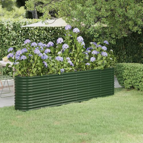 Jardinière De Jardin Acier Galvanisé 260x40x68 Cm Vert