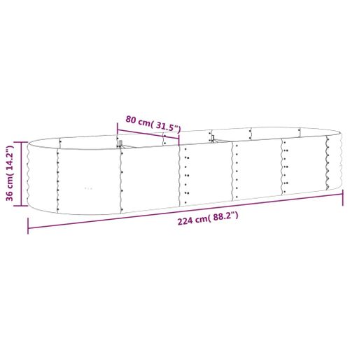 Jardinière De Jardin Acier Galvanisé 224x80x36 Cm Vert