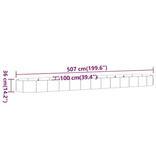 Jardinière De Jardin Acier Enduit De Poudre 507x100x36cm Vert