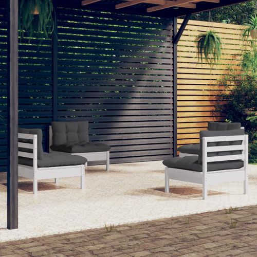 Salon De Jardin 4 Pièces Avec Coussins Anthracite Bois De Pin