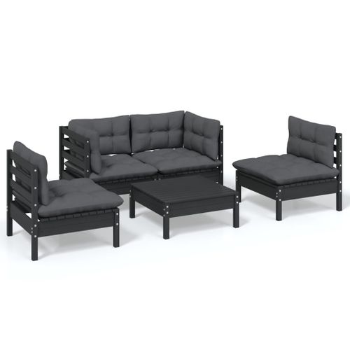 Salon De Jardin 5 Pièces Avec Coussins Bois De Pin Massif