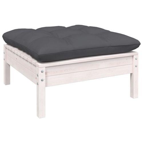 Salon De Jardin 13 Pièces Avec Coussins Blanc Bois De Pin Solide