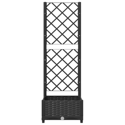 Jardinière Avec Treillis Noir 40x40x121,5 Cm Pp