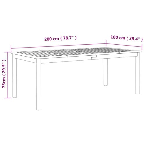 Table De Jardin Gris 200x100x75 Cm Bois D'acacia Solide