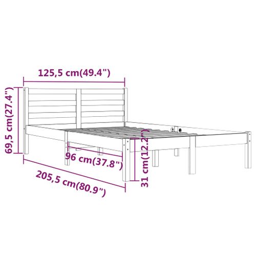 Cadre De Lit Sans Matelas Bois De Pin Massif 120x200 Cm