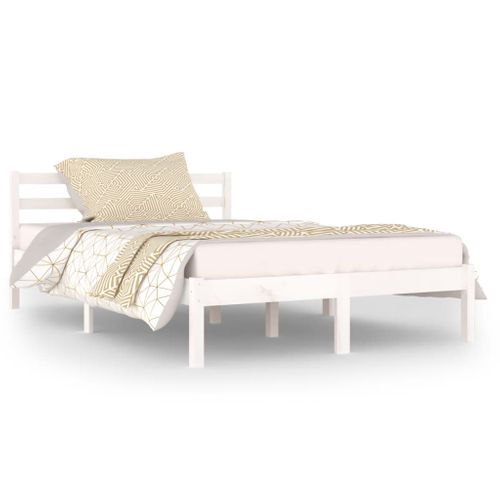 Cadre De Lit Sans Matelas Bois De Pin Massif 120x200 Cm Blanc