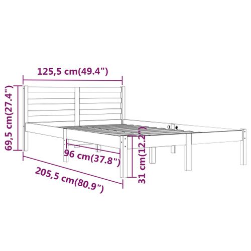 Cadre De Lit Sans Matelas Bois De Pin Massif 120x200 Cm Blanc