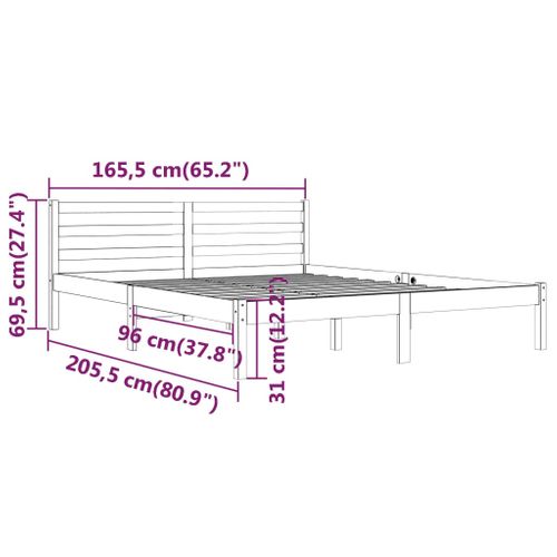 Cadre De Lit Sans Matelas Bois Massif De Pin 160x200 Cm