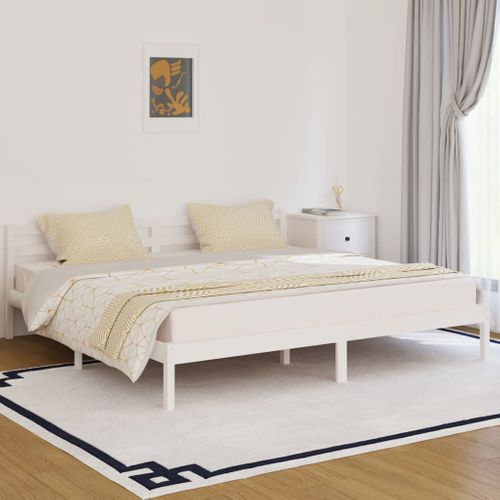 Cadre De Lit Sans Matelas Bois Massif De Pin 200x200 Cm Blanc