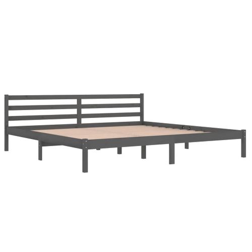 Cadre De Lit Sans Matelas Bois Massif De Pin 200x200 Cm Gris