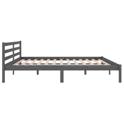 Cadre De Lit Sans Matelas Bois Massif De Pin 200x200 Cm Gris