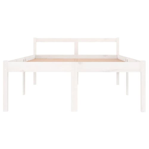 Cadre De Lit Blanc Bois Massif 120x190 Cm Petit Double