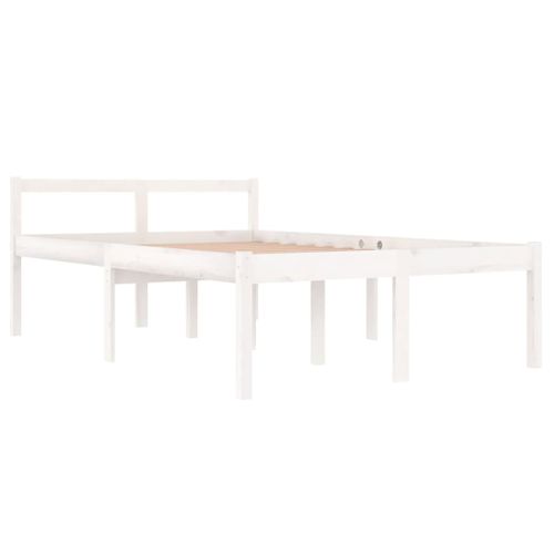 Cadre De Lit Blanc Bois Massif 120x190 Cm Petit Double