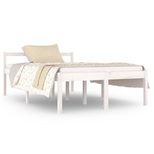 Cadre De Lit Blanc Bois Massif 120x190 Cm Petit Double
