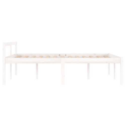 Cadre De Lit Blanc Bois Massif 120x190 Cm Petit Double