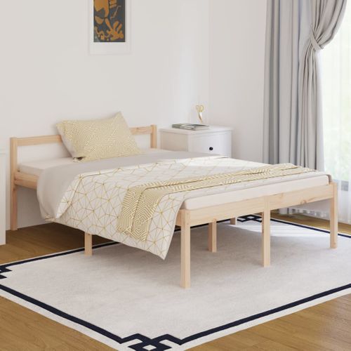 Cadre De Lit Bois De Pin Massif 135x190 Cm Double