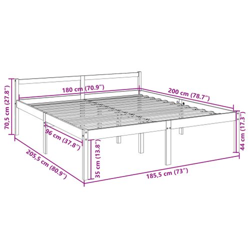 Lit Pour Personne Âgée 180x200 Cm Très Grand Bois De Pin Massif
