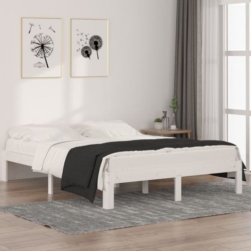 Cadre De Lit Sans Matelas Blanc Bois De Pin Massif 140x190 Cm