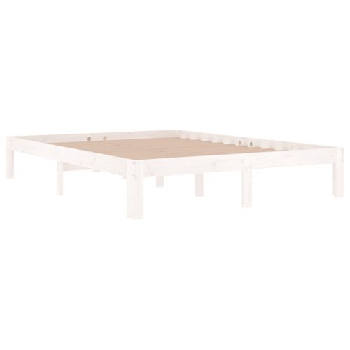 Cadre De Lit Sans Matelas Blanc Bois De Pin Massif 140x190 Cm