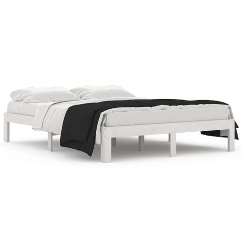 Cadre De Lit Sans Matelas Blanc Bois De Pin Massif 140x190 Cm