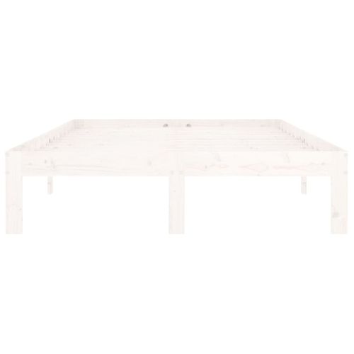 Cadre De Lit Sans Matelas Blanc Bois De Pin Massif 120x200 Cm