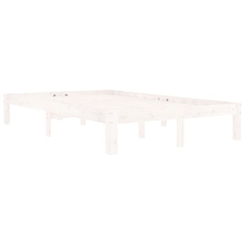 Cadre De Lit Sans Matelas Blanc Bois De Pin Massif 120x200 Cm