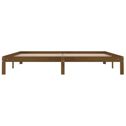 Cadre De Lit Sans Matelas Marron Miel Bois Pin Massif 200x200cm