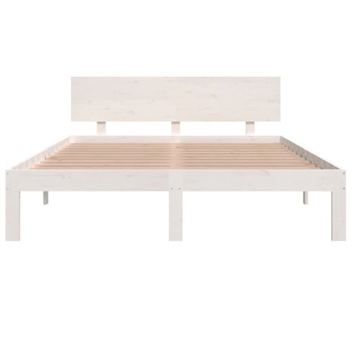 Cadre De Lit Sans Matelas Blanc Bois De Pin Massif 140x190 Cm