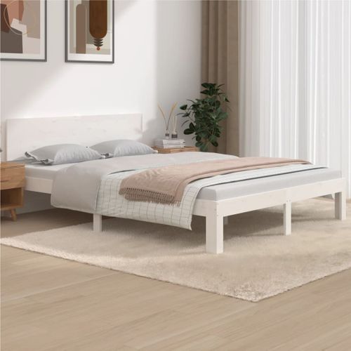 Cadre De Lit Sans Matelas Blanc Bois De Pin Massif 140x190 Cm