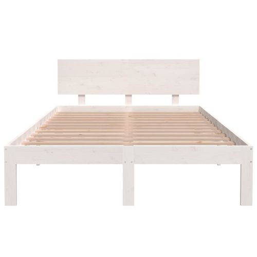 Cadre De Lit Sans Matelas Blanc Bois De Pin Massif 120x200 Cm