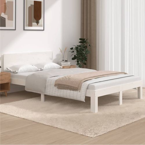 Cadre De Lit Sans Matelas Blanc Bois De Pin Massif 120x200 Cm