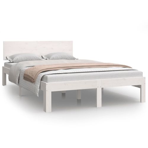 Cadre De Lit Sans Matelas Blanc Bois De Pin Massif 120x200 Cm