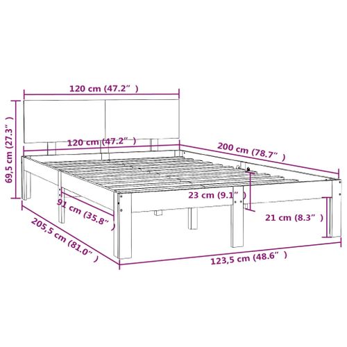 Cadre De Lit Sans Matelas Blanc Bois De Pin Massif 120x200 Cm
