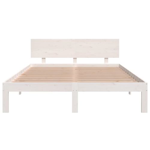 Cadre De Lit Sans Matelas Blanc Bois De Pin Massif 140x200 Cm
