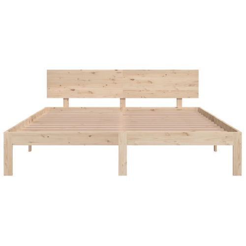 Cadre De Lit Bois Massif Pin 160x200 Cm Avec Tête De Lit Et Lattes