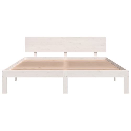 Cadre De Lit Sans Matelas Blanc Bois De Pin Massif 160x200 Cm