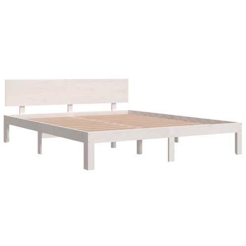Cadre De Lit Sans Matelas Blanc Bois De Pin Massif 160x200 Cm