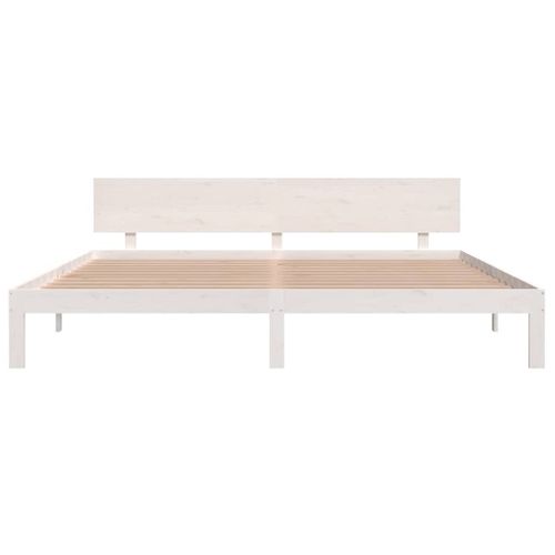 Cadre De Lit Sans Matelas Blanc Bois Massif De Pin 200x200 Cm