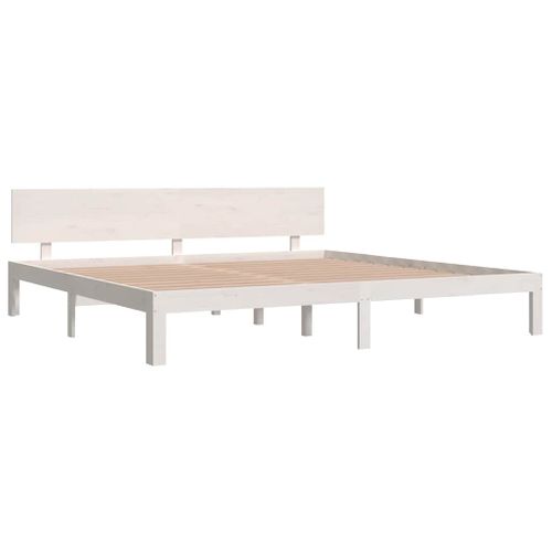 Cadre De Lit Sans Matelas Blanc Bois Massif De Pin 200x200 Cm