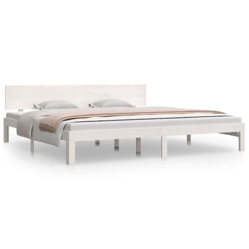 Cadre De Lit Sans Matelas Blanc Bois Massif De Pin 200x200 Cm