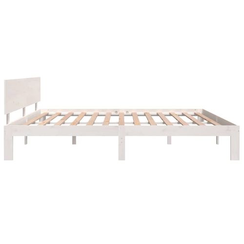 Cadre De Lit Sans Matelas Blanc Bois Massif De Pin 200x200 Cm